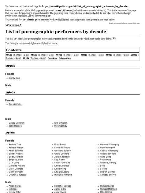 List of pornographic performers by decade